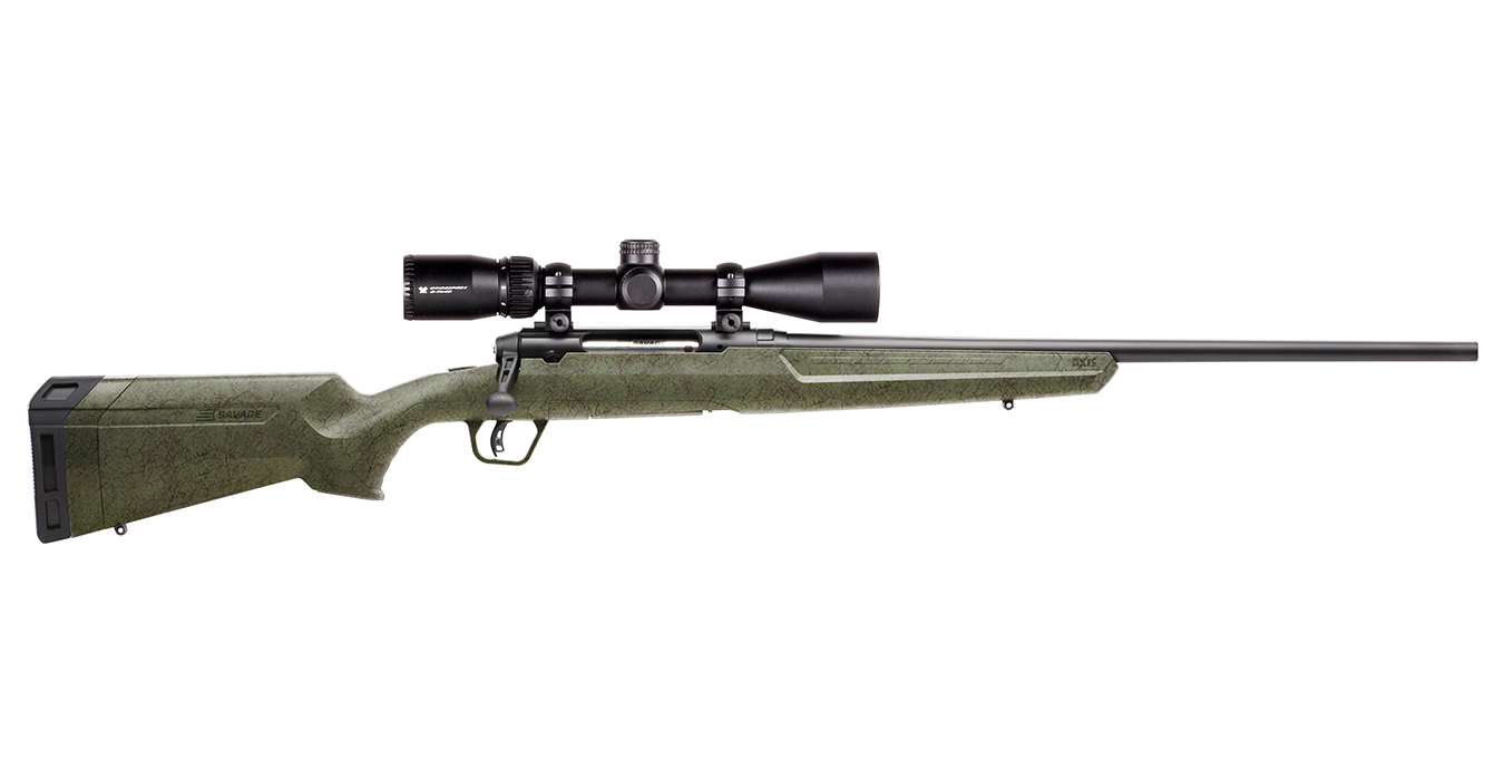 Axis II XP 223 Rem Rifle with Vortex 3-9x40mm Crossfire II Scope and Green Stock with Black Webbing - Bolt-Action Rifles | The Gun Shop