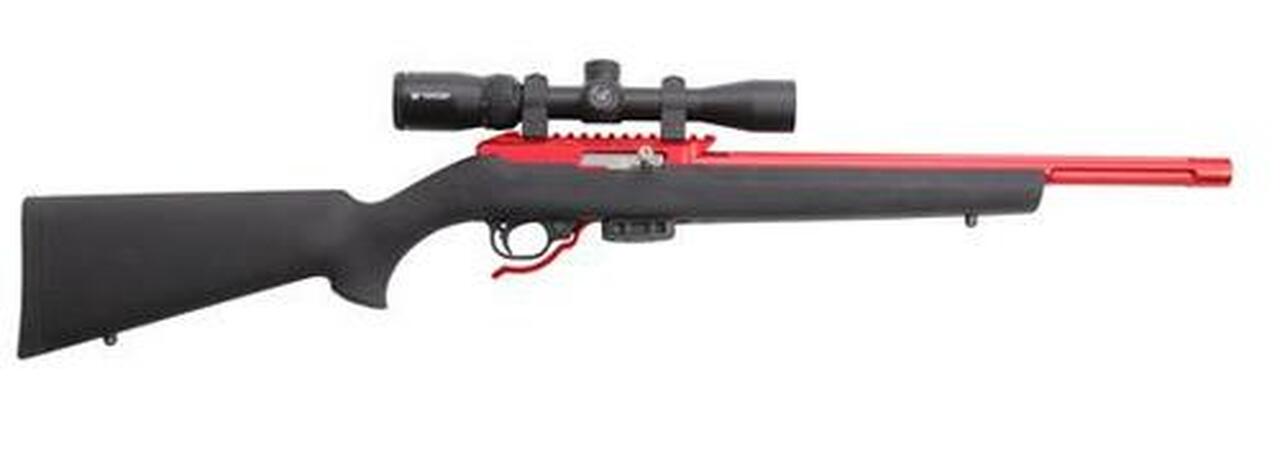 Tactical Solutions X-Ring Rifle, 22LR, Vortex Crossfire II Scope, Red Barrel, Black Hogue Stock