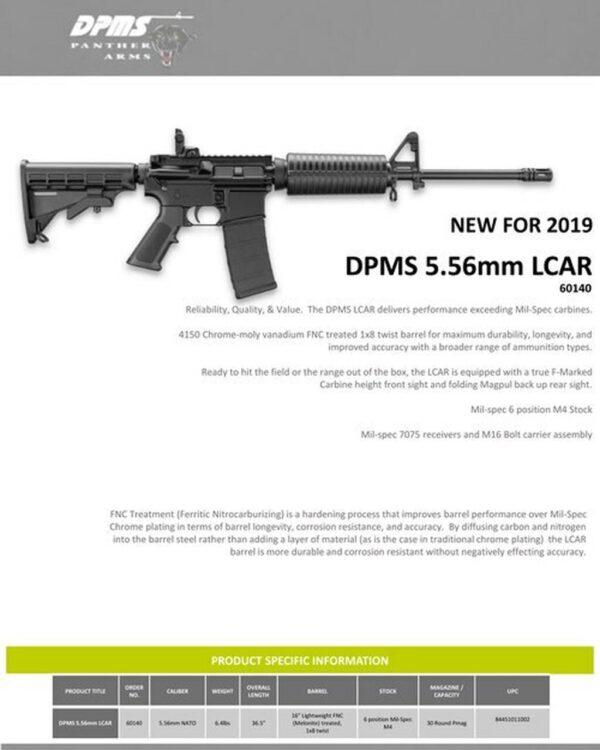 DPMS LCAR AR-15 5.56/.223, 16" Barrel, Magpul Flip Sight, 6-Pos Stock, 30rd Mag