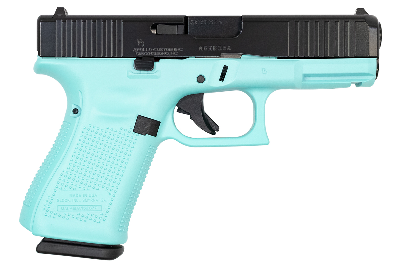 19 Gen5 9mm 15-Round Pistol with Robins Egg Blue Frame and Black Slide