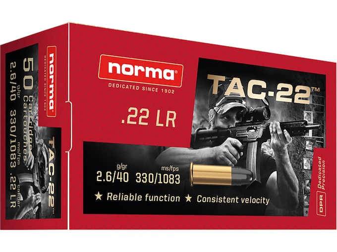 Norma TAC-22 Ammunition 22LR 40 Grain Lead Round Nose - Aguila Ammunition | The Gun Shop