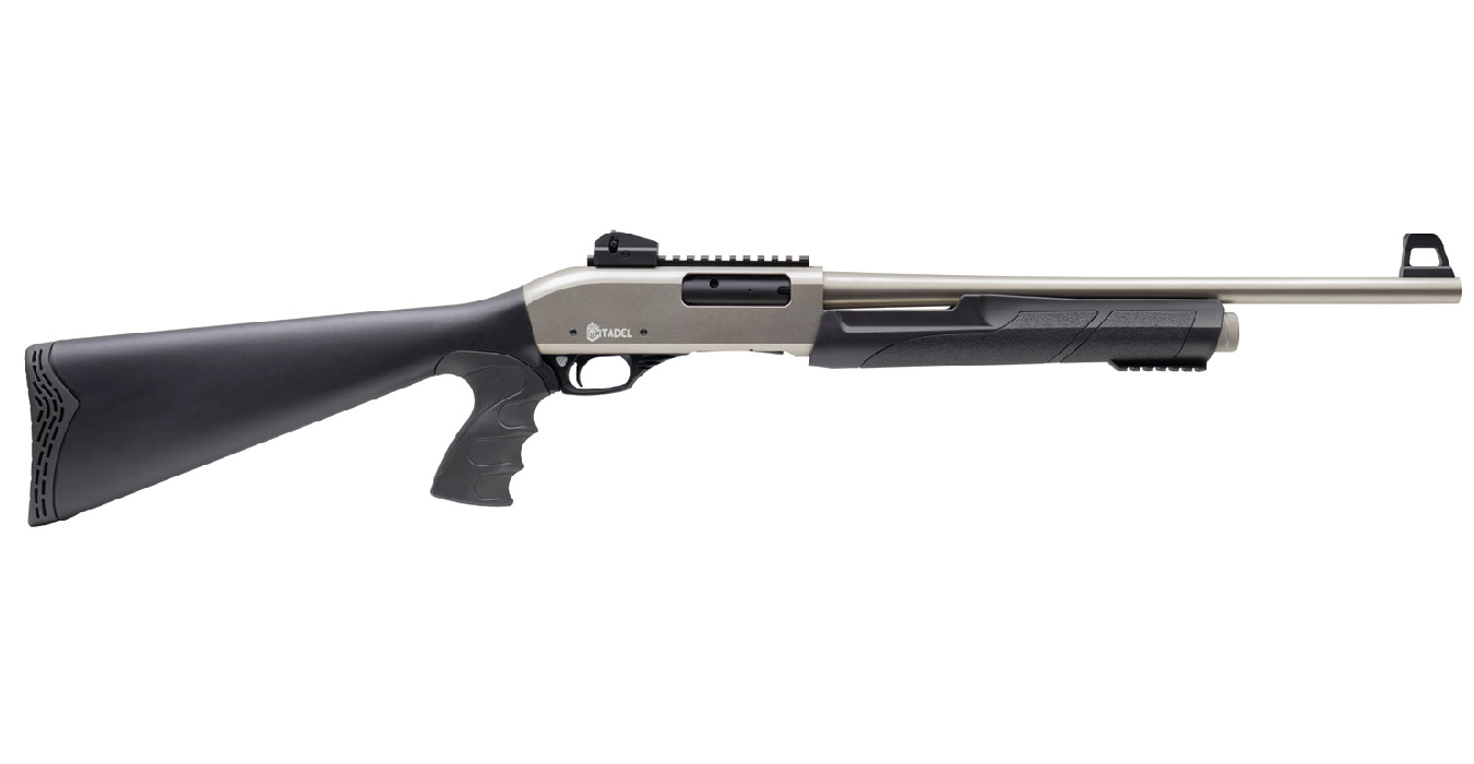 PAT 12 Gauge Pump-Action Shotgun w/ Nickel Finish, Ghost Ring Sights, Picatinny Rail - Firearms | The Gun Shop