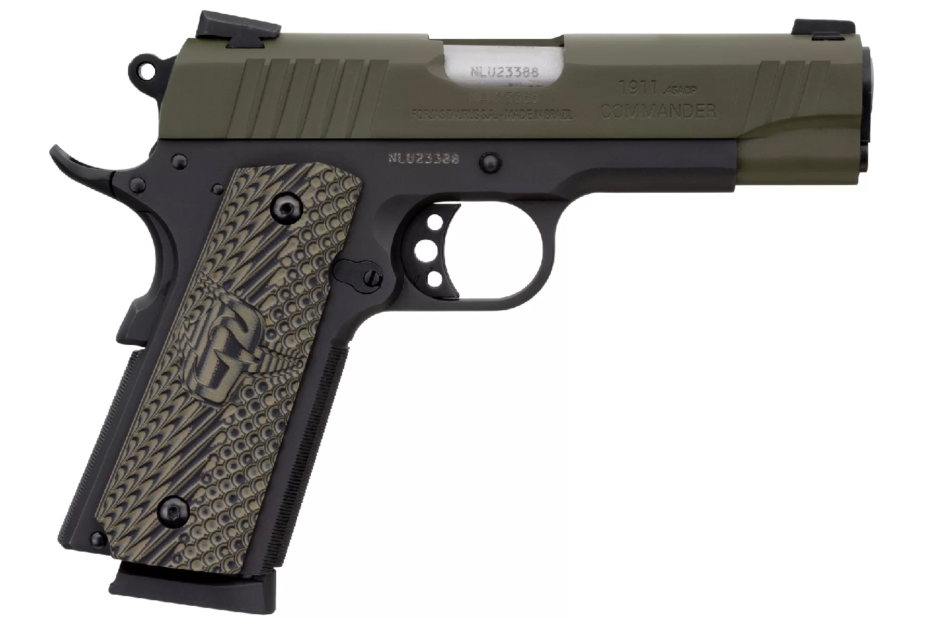 1911 Commander 45 ACP Pistol with OD Green Slide and Operator II VZ Grips - 1911 Pistols | The Gun Shop