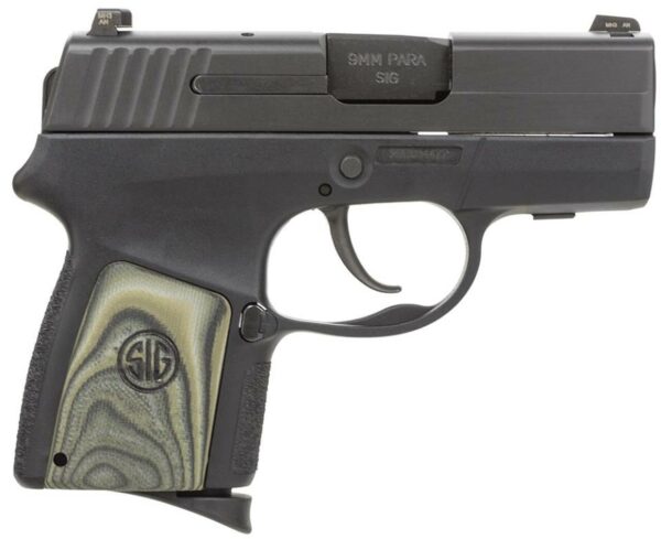 Sig N P290RS Enhanced 9mm 2.9 6+1 NS Blk/Grn G10 Grip Blk