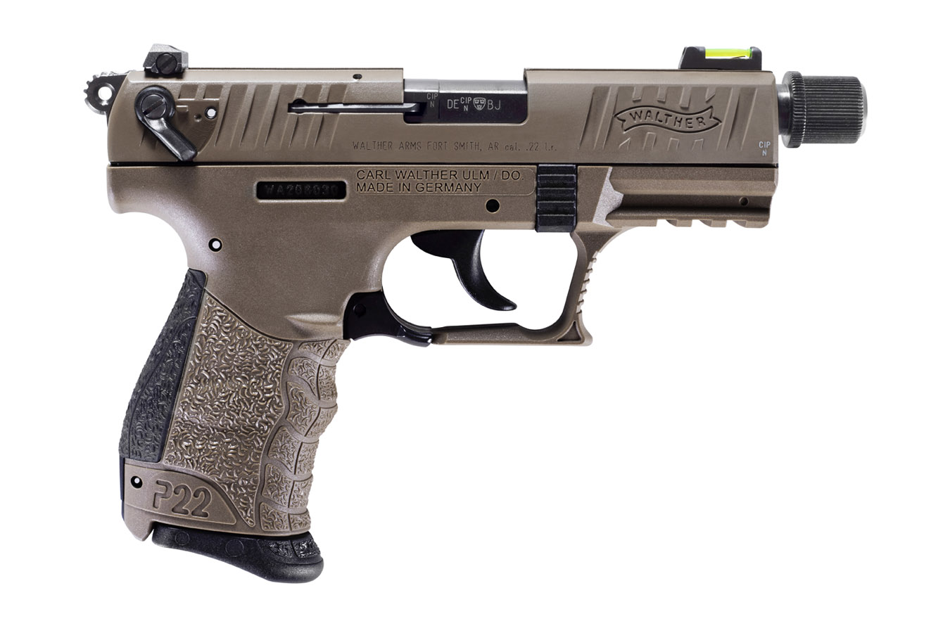 P22Q 22 LR Rimfire Pistol with Flat Dark Earth Finish and Threaded Barrel - Firearms | The Gun Shop