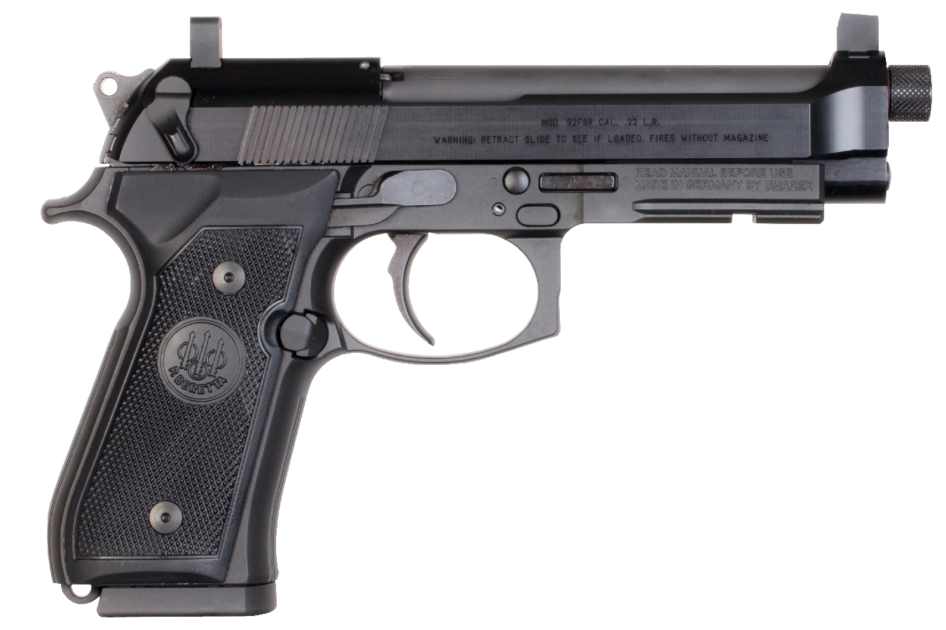 92FSR 22LR Suppressor Ready Rimfire Pistol with Threaded Barrel and Sniper Gray Frame