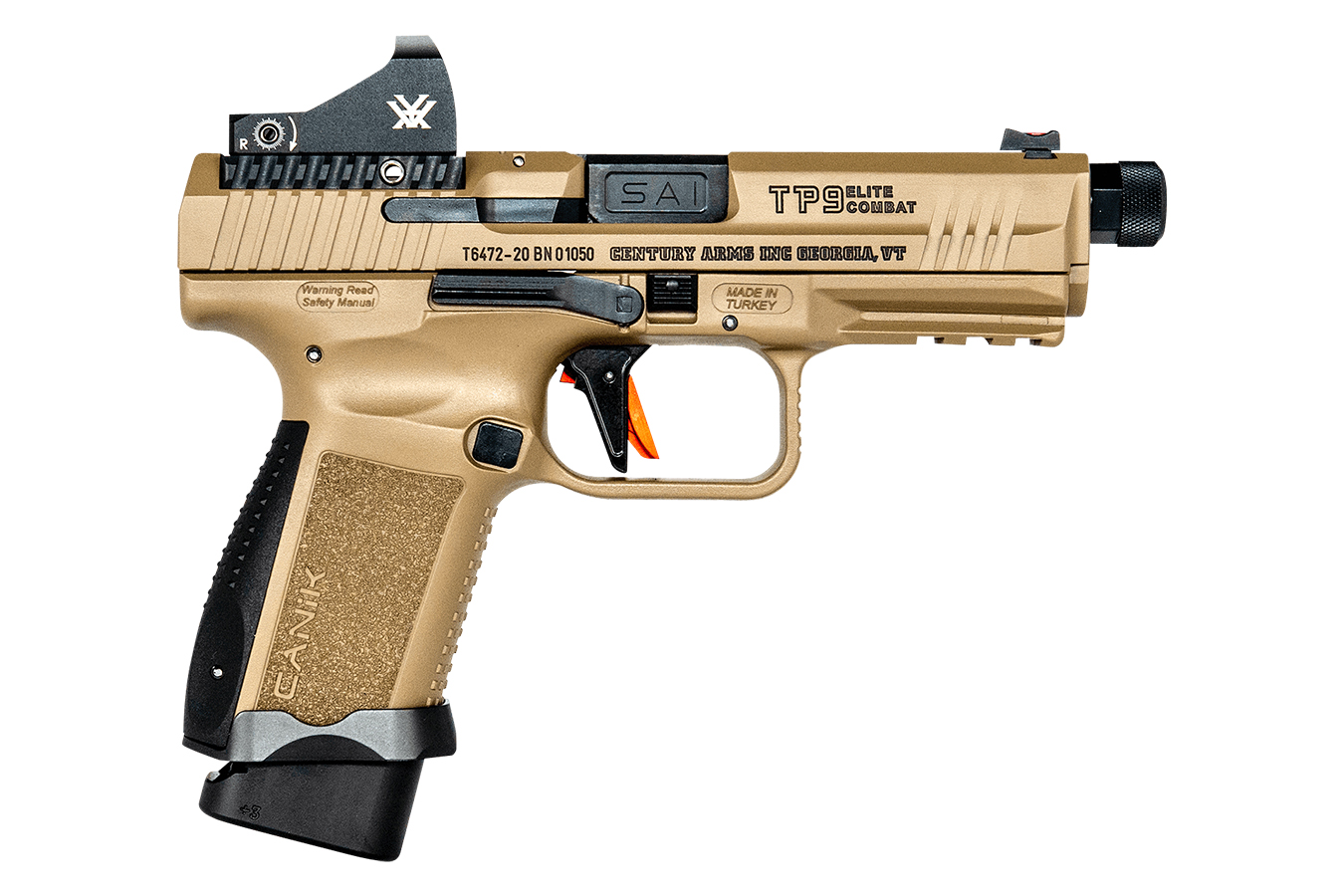TP9 Elite Combat FDE 9mm Pistol with Vortex Viper 6 MOA Red Dot Sight - Firearms | The Gun Shop