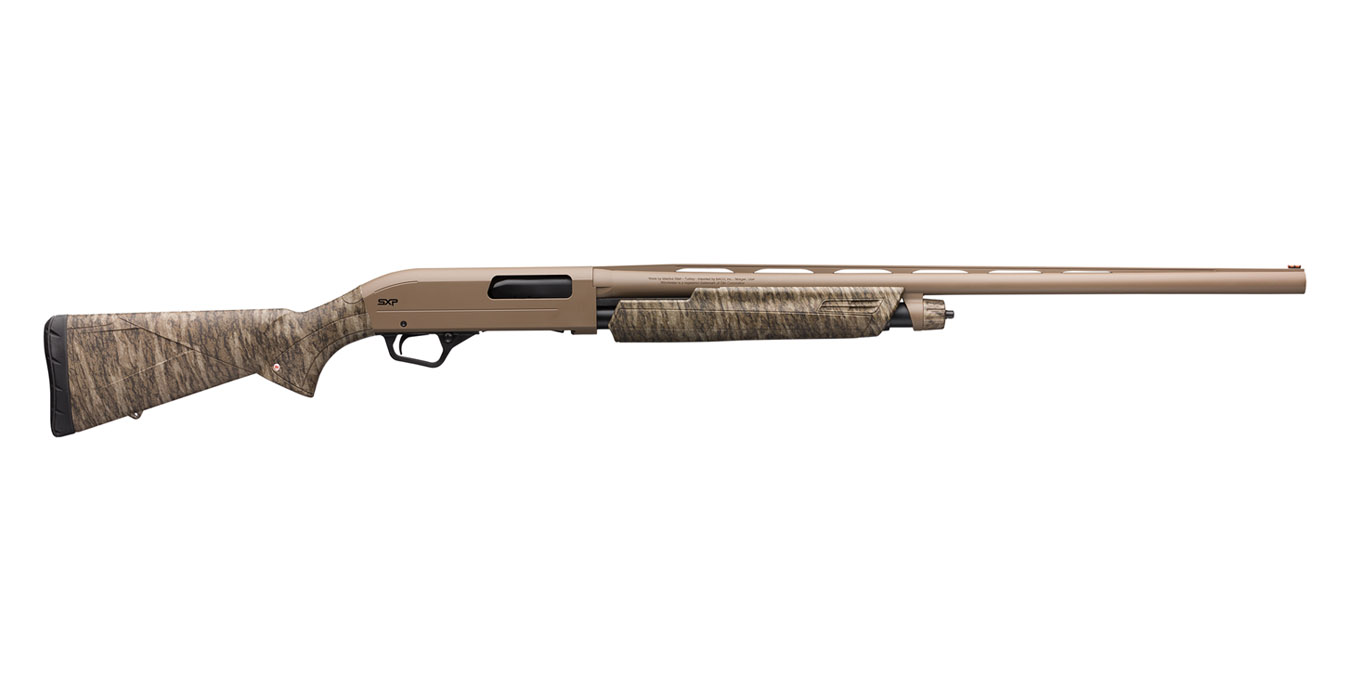 SXP Hybrid Hunter 12 Gauge Pump Shotgun with Mossy Oak Bottomland Camo Stock and FDE Permacote Barrel - Firearms | The Gun Shop