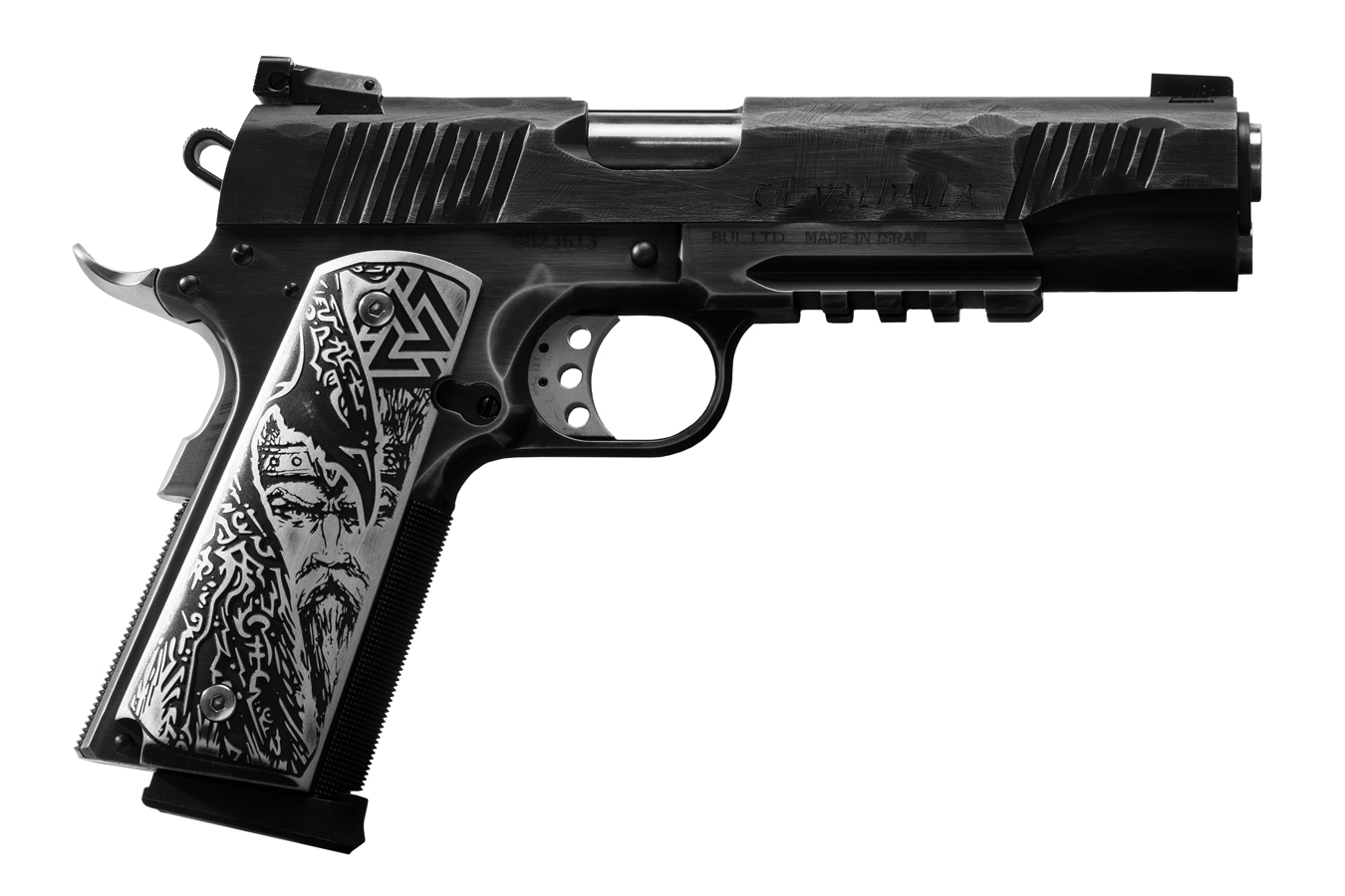 1911 45 ACP Custom Engraved Viking with Hammer Finished Slide - 1911 Pistols | The Gun Shop