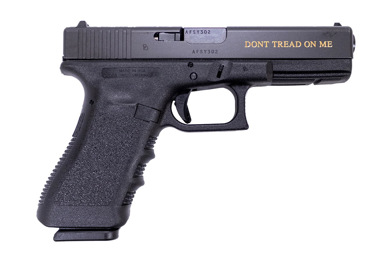 17 Gen3 9mm Pistol with Gadsen Snake and Dont Tread on Me Gold Engraving