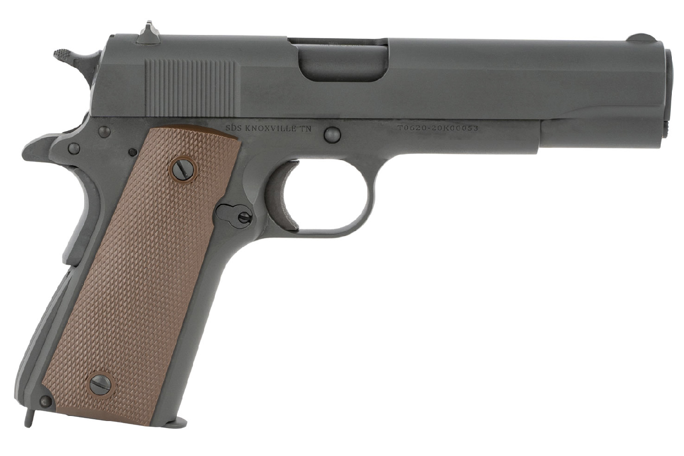 1911 A1 US Army 9mm Pistol with Checkered Brown Polymer Grip