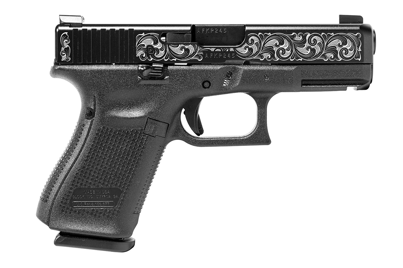 19M 9mm FBI Spec Pistol with Custom Engraved Slide and Night Sights - Firearms | The Gun Shop