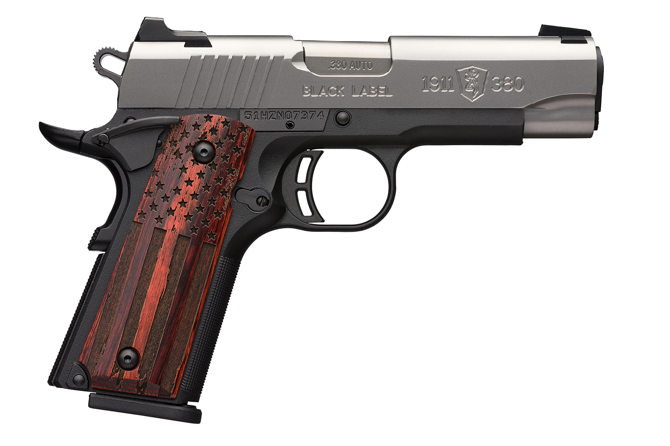 1911-380 Black Label Pro .380 ACP Compact Pistol with Distressed Flag Grips - 1911 Pistols | The Gun Shop