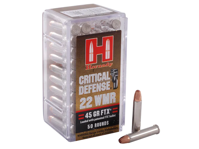 Hornady Critical Defense 22 Winchester Magnum Rimfire (WMR) Ammo 45 Grain Hornady FTX Polymer Tip - Aguila Ammunition | The Gun Shop