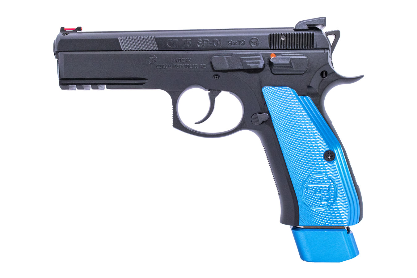 75 SP-01 Competition 9mm Full-Size Pistol with Blue Aluminum Grips - Firearms | The Gun Shop
