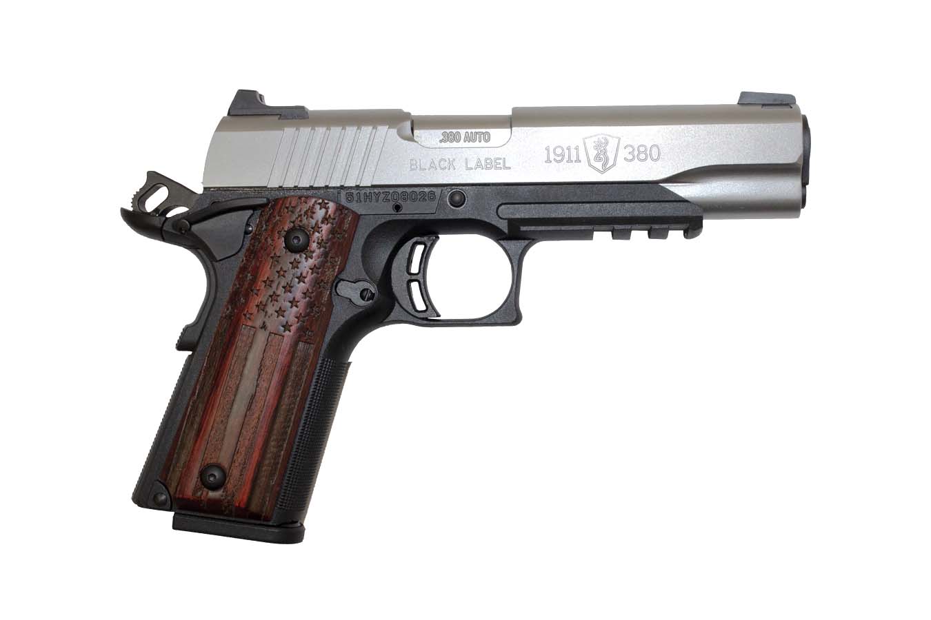 1911-380 380 ACP Black Label Pro Pistol with American Flag Grips