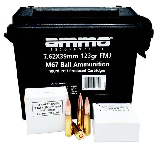 Ammo Inc M67 Ball Ammunition 7.62x39, 123gr, Full Metal Jacket, 180rd Box - Ammo | The Gun Shop