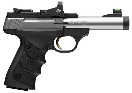 Browning Buck Mark Micro 22 LR, 4" Threaded Barrel, Black Grip, Stainless Bull Barrel, Includes Crimson Trace Red Dot, 10rd - Browning | The Gun Shop