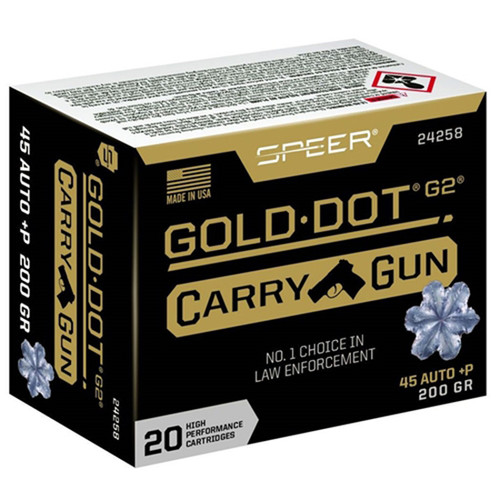 Speer Gold Dot Carry Gun 45 ACP +P, 200gr, Hollow Point, 20rd Box - Ammo | The Gun Shop