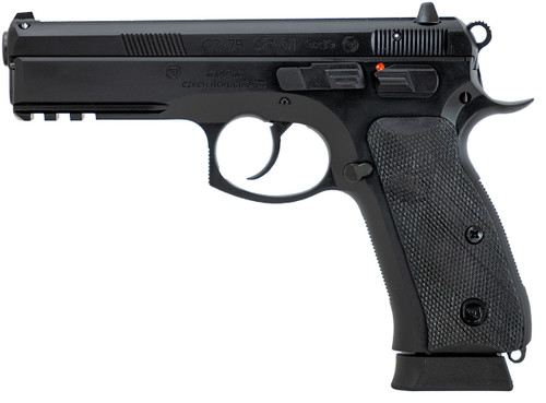 CZ 75 SP-01 9mm, 4.6" Barrel, Black Polycoat, Fixed Sights, 19rd - CZ USA | The Gun Shop