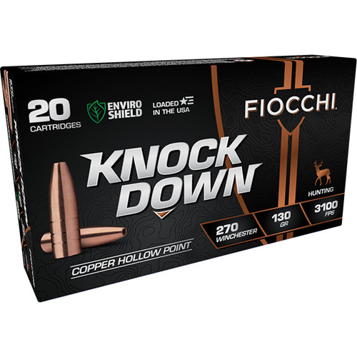 Fiocchi Knock Down 270 Win, 130gr, Hollow Point, 20rd Box - Ammo | The Gun Shop