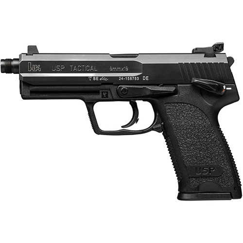 HK USP Tactical 9mm, 4.86" Threaded Barrel, Black, Adjustable Sights, 10rd - Firearm | The Gun Shop