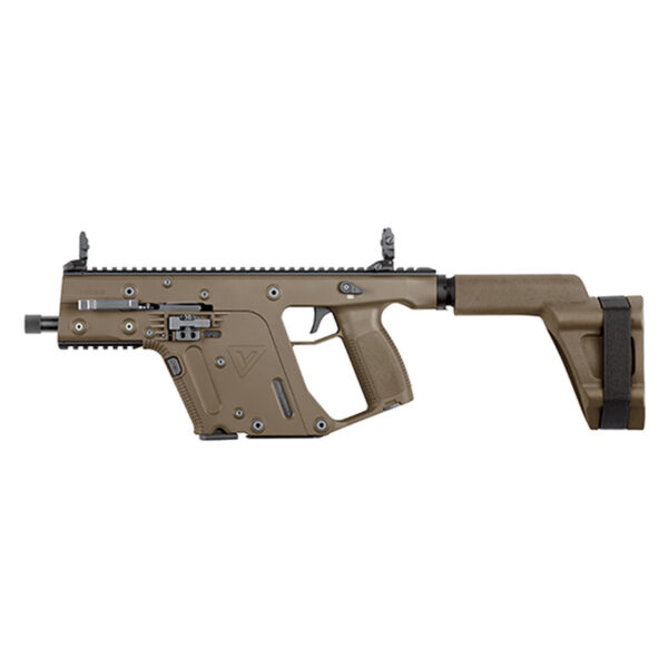Kriss Vector Gen II SDP SB 9mm, 5.5" Threaded Barrel, Flat Dark Earth, SBX-K Brace, Flip Up Sights, 17rd