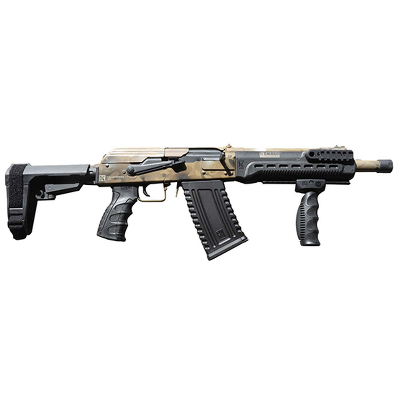 Kalashnikov USA Komrad Camo 12 Ga, 12.50" Barrel, 3" Chamber, SB Tactical SBA3 Pistol Brace, 5rd