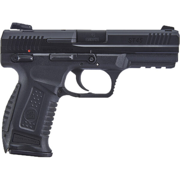 SAR ST45 45 ACP, 4.5" Barrel, Black, Steel, Interchangeable Backstrap Grip, 12rd