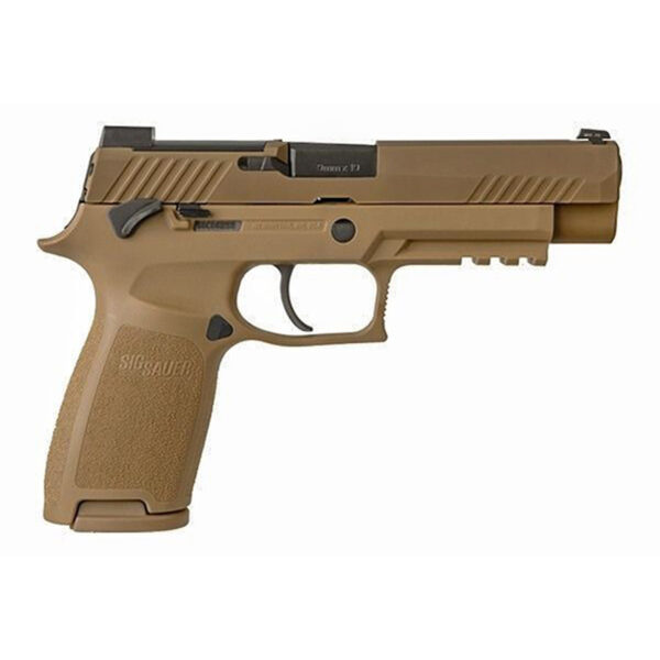 Sig Sauer, P320 M17, Striker Fired, 9mm, 4.7" Barrel, Polymer Frame, Coyote Finish, DP Pro Plate, Manual Safety, 1-17Rd Magazine, 1-21Rd Magazines, Siglite Night Sights
