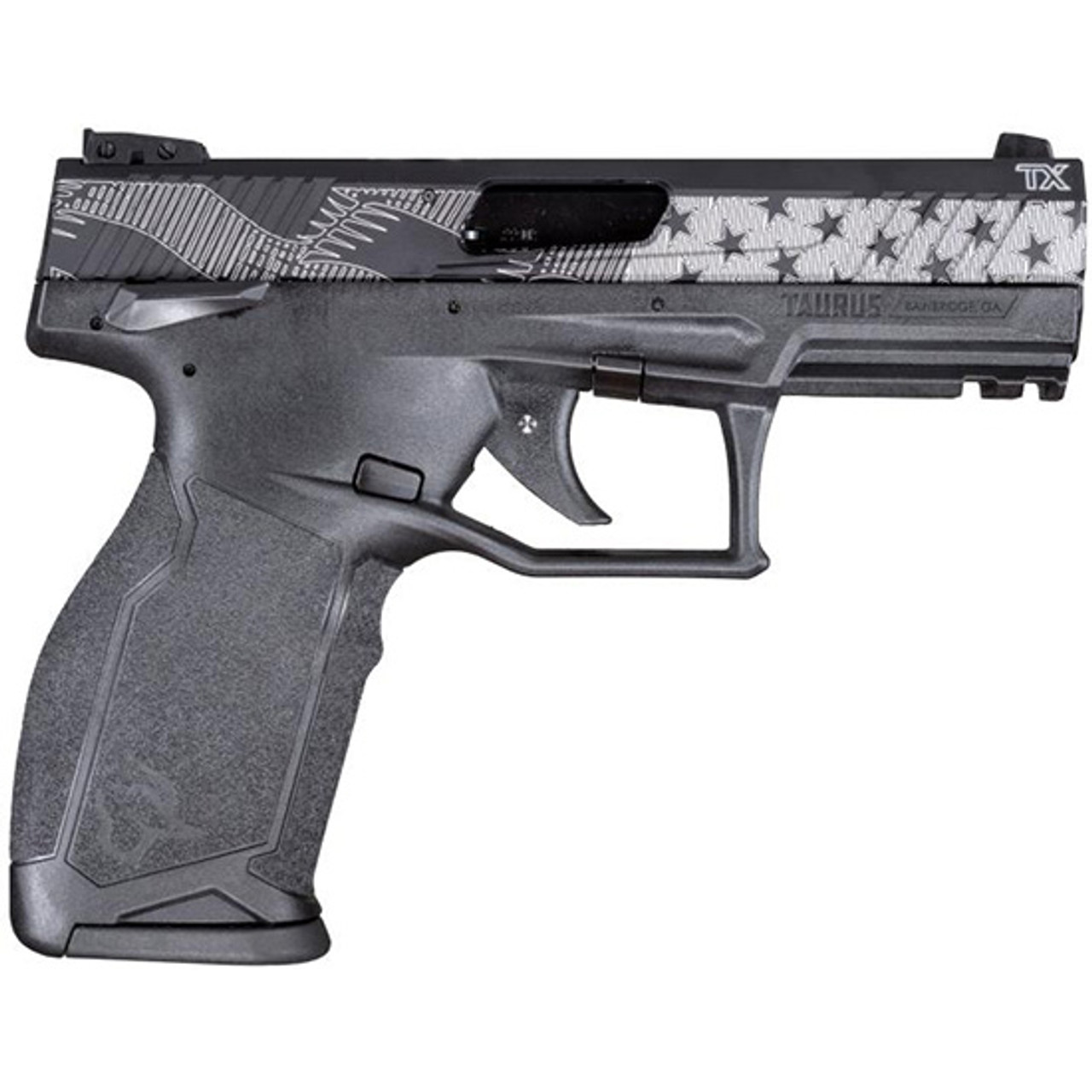 Taurus TX22 .22 LR, 4" Barrel, US Flag Engraved, Black, 16rd - Exclusive Guns | The Gun Shop