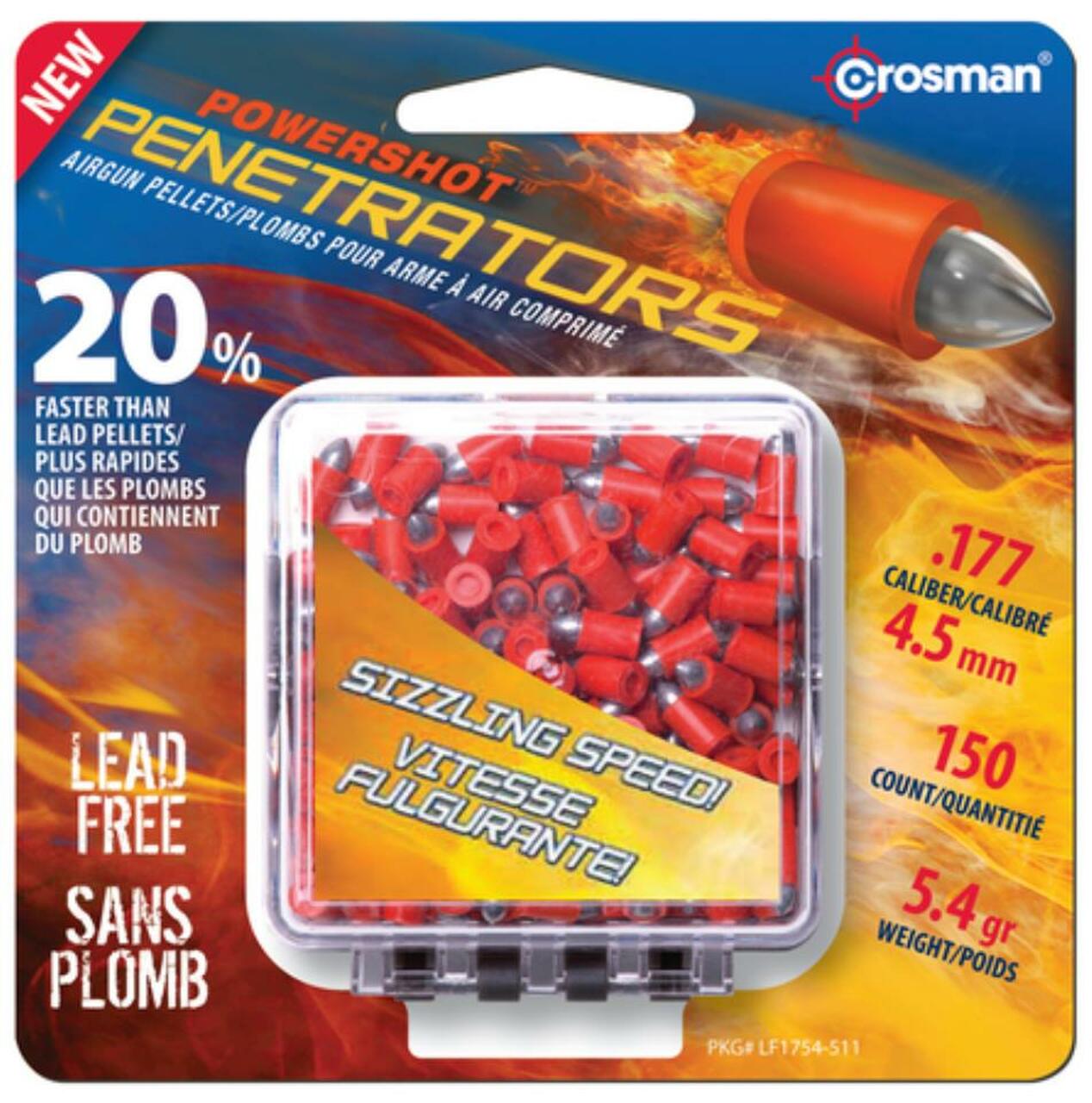 Crosman Air Guns Powershot Penetrators Fast Flight .177 Caliber Pellets, 150/Pack
