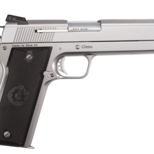 Coonan Classic 357 Mag, 5", Satin Stainless, Fixed White Dot Sights, Black Alum Grips, 1 Mag (Special Order)