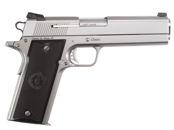 Coonan Classic 357 Mag, 5", Satin Stainless, Fixed Night Sights, Black Alum Grips, 2 Mags (Special Order)