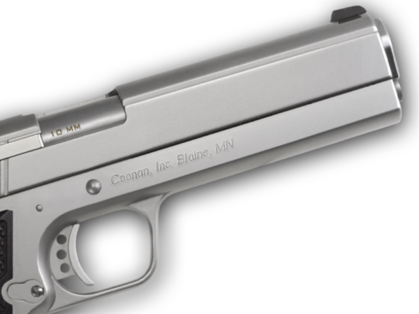 Coonan MOT 10mm, 5", Satin Stainless, Fixed White Dot Sights, Black Alum Grips, 1 Mag (Special Order)