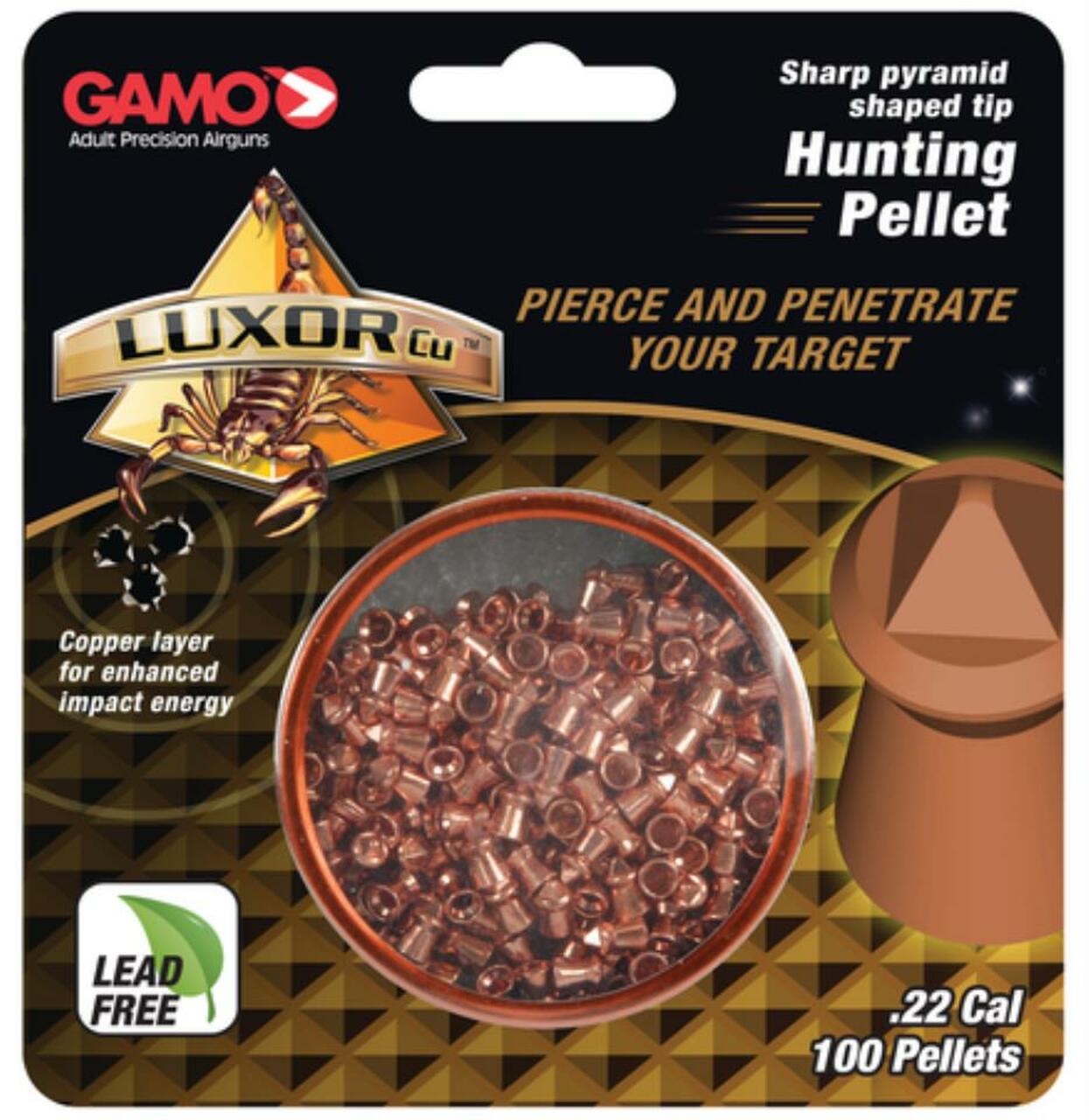Gamo Luxor CU Pellets .22 Sharp Pyramid Shaped Tip 100 Per Blister Pack