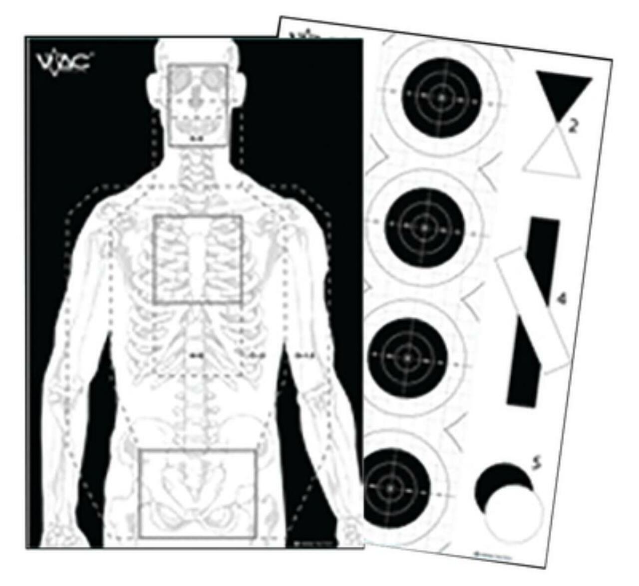 Looper Law Enforcement Viking Tactics Double Sided Advanced Training Target 23x35 ", Black/White, 100/Pack