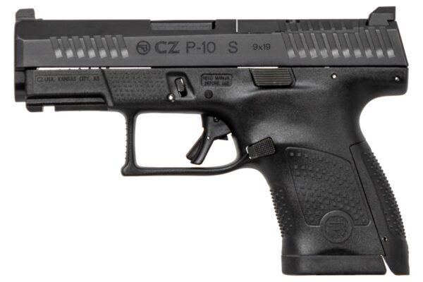 CZ P-10S, Semi-automatic, Striker Fired, Sub-Compact, 9mm, 3.5" Barrel, Polymer Frame, Black Color, Nitride Finish, Ambidextrous, Trigger Safety, Fixed Sights, 12Rd, 2 Magazines