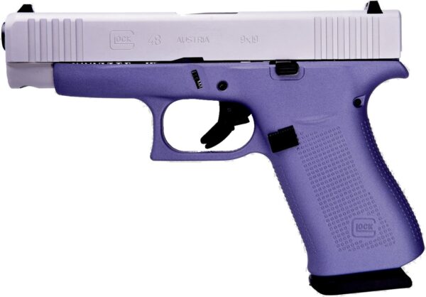 Glock 48 9mm, 4" Barrel, Fixed Sights, Lavender, Silver nPVD Slide, 2x 10rd