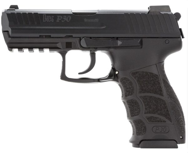 HK P30, Semi-automatic, DA/SA, 9mm, 3.85" Barrel, Polymer Frame, Black, 17Rd, 2 Magazines