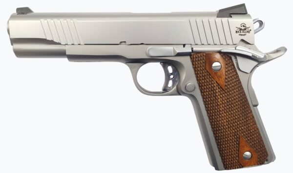 Rock Island FS Tactical SS Full Size 1911, 45ACP, 5" Barrel, SS Finish, Wood Grips, Ambi Safety, Fixed Sights, 8Rd, 1 Magazine