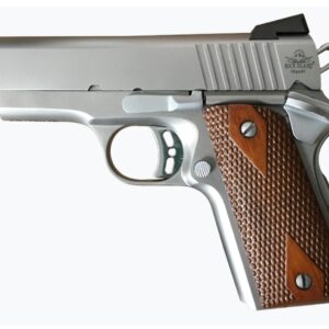 Rock Island ECS 1911, Compact, 45ACP, 3.63" Barrel, Steel Frame, Stainless Finish, Wood Grips, Fixed Sights, 7Rd, 1 Magazine
