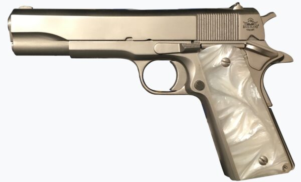 Rock Island Armory M1911-A1 GI *CA* .45 ACP, 5" Barrel, Nickel, Pearl Grips, 8rd