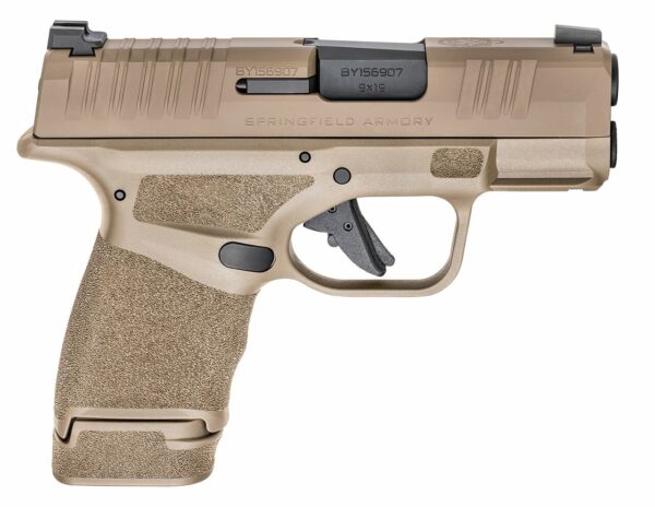 Springfield Hellcat FDE Micro Compact, 9mm, 3" Barrel Flat Dark Earth, Tritium/Luminescent Front Sight, 2 Mags 1-13Rd, 1-11Rd