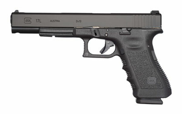 Glock 17L Striker Fired, 9mm, 6.02", Polymer, Black, 17Rd, Adjustable Sights