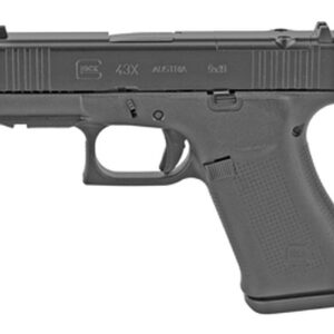 Glock G43X MOS 9mm, 3.41" Barrel, Fixed Sights, Black, 10rd