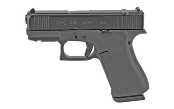 Glock G43X MOS 9mm, 3.41" Barrel, Fixed Sights, Black, 10rd