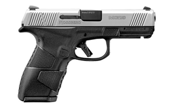 Mossberg MC-2 Compact 9mm, 4" Barrel, Stainless Steel Slide, Two-Tone, Non-Manual Safety, 3 Dot Sights, Flat Profile Trigger, 13rd and 15rd Mags