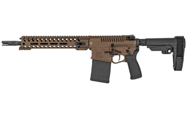 POF Revolution DI Pistol 308 Win, 12.5" Barrel, Dictator Gas Block, 11.5" Renegade Rail, SB-A3 Brace, Cerakote Burnt Bronze