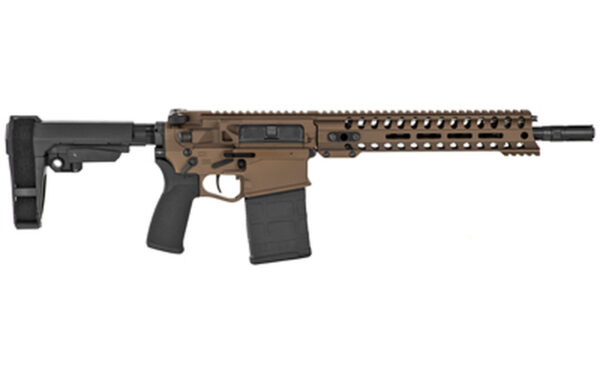 POF Revolution DI Pistol 308 Win, 12.5" Barrel, Dictator Gas Block, 11.5" Renegade Rail, SB-A3 Brace, Cerakote Burnt Bronze